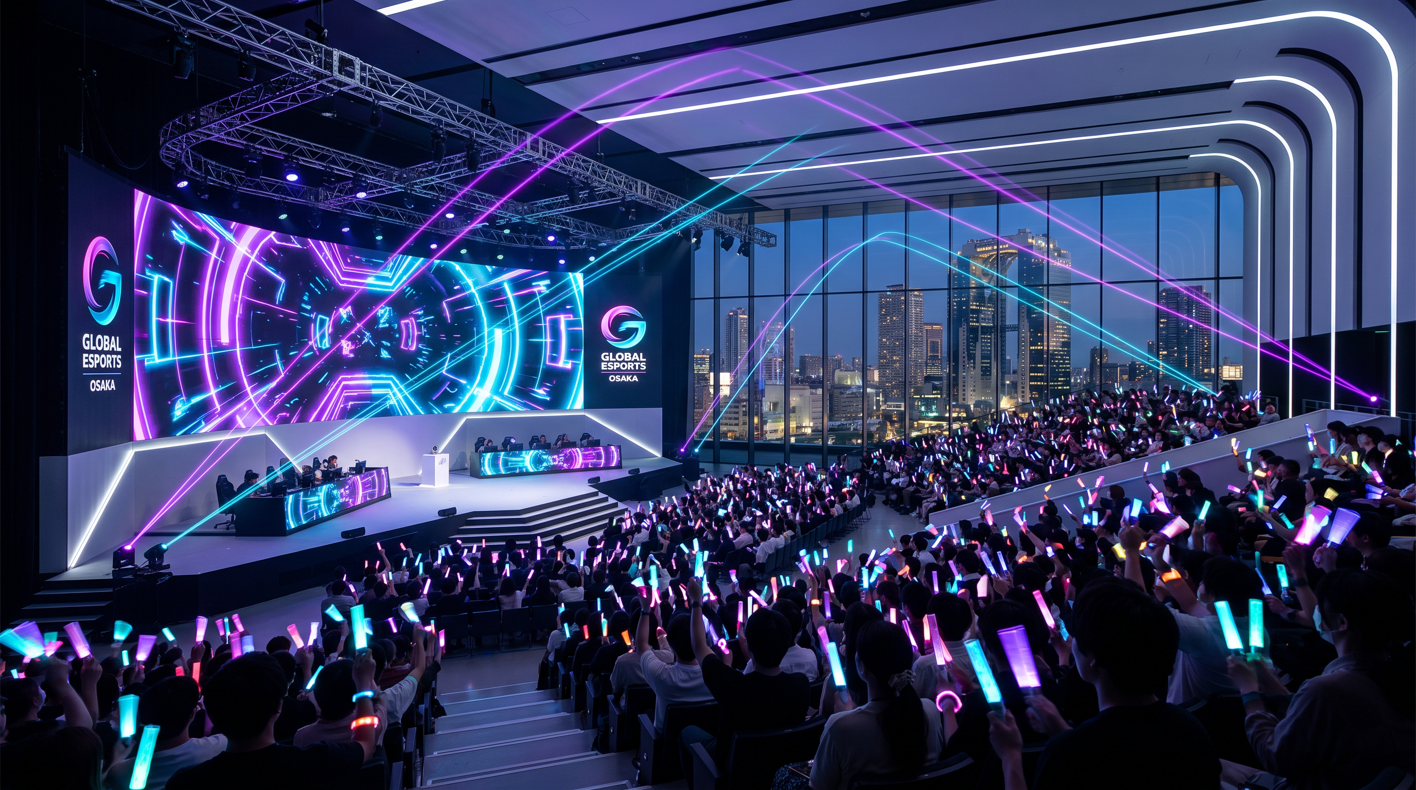 大阪発eスポーツイベントの熱気あるステージと観客